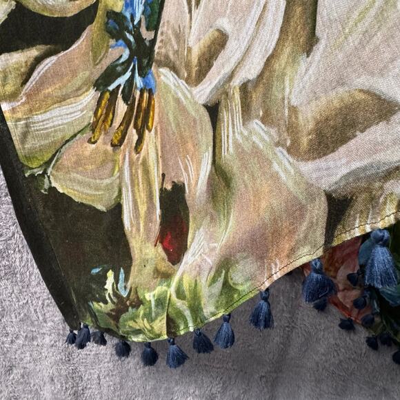 Signals Boho Tassel Hem 100% Modal Kimono Women One Size Large Scale Floral - Picture 5 of 12